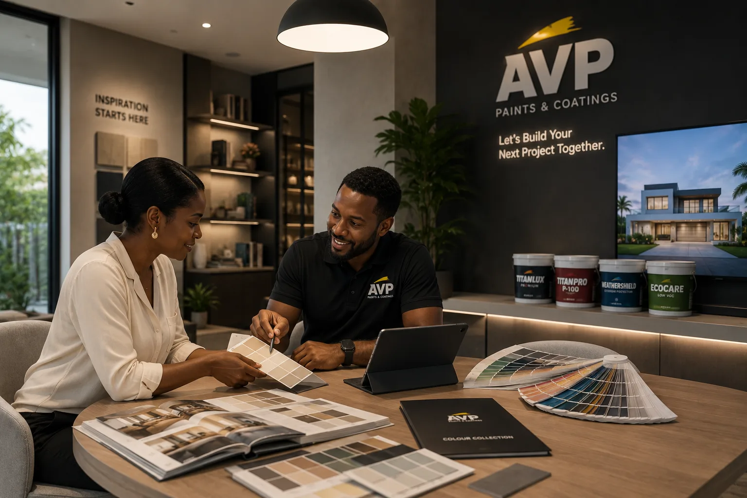 AVP Quality Paints team helping a customer plan a project