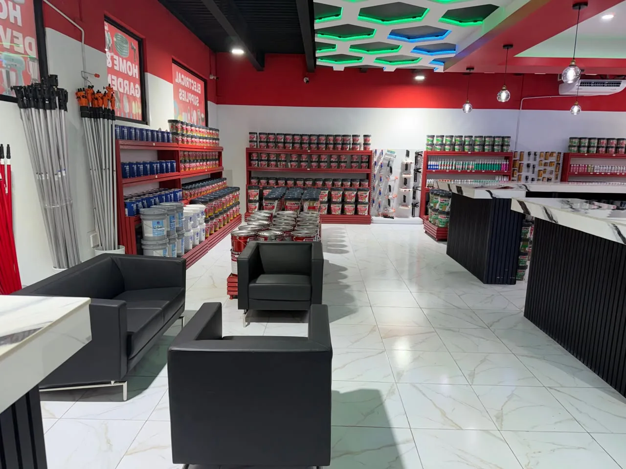 Paint aisles at AVP Quality Paints